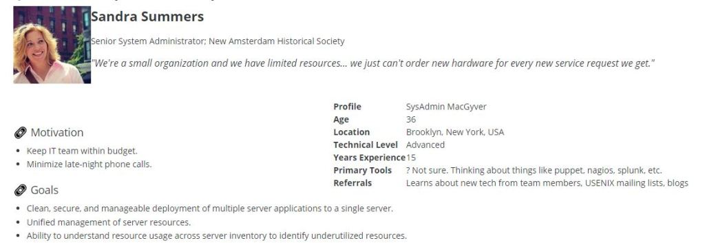 Sample user persona from Fedora Project