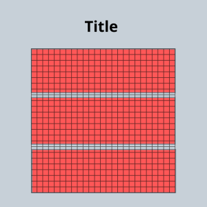 Gray box representing an online page. Inside is the word "Title." And below that is a set of three red rectangles covered by a black grid.